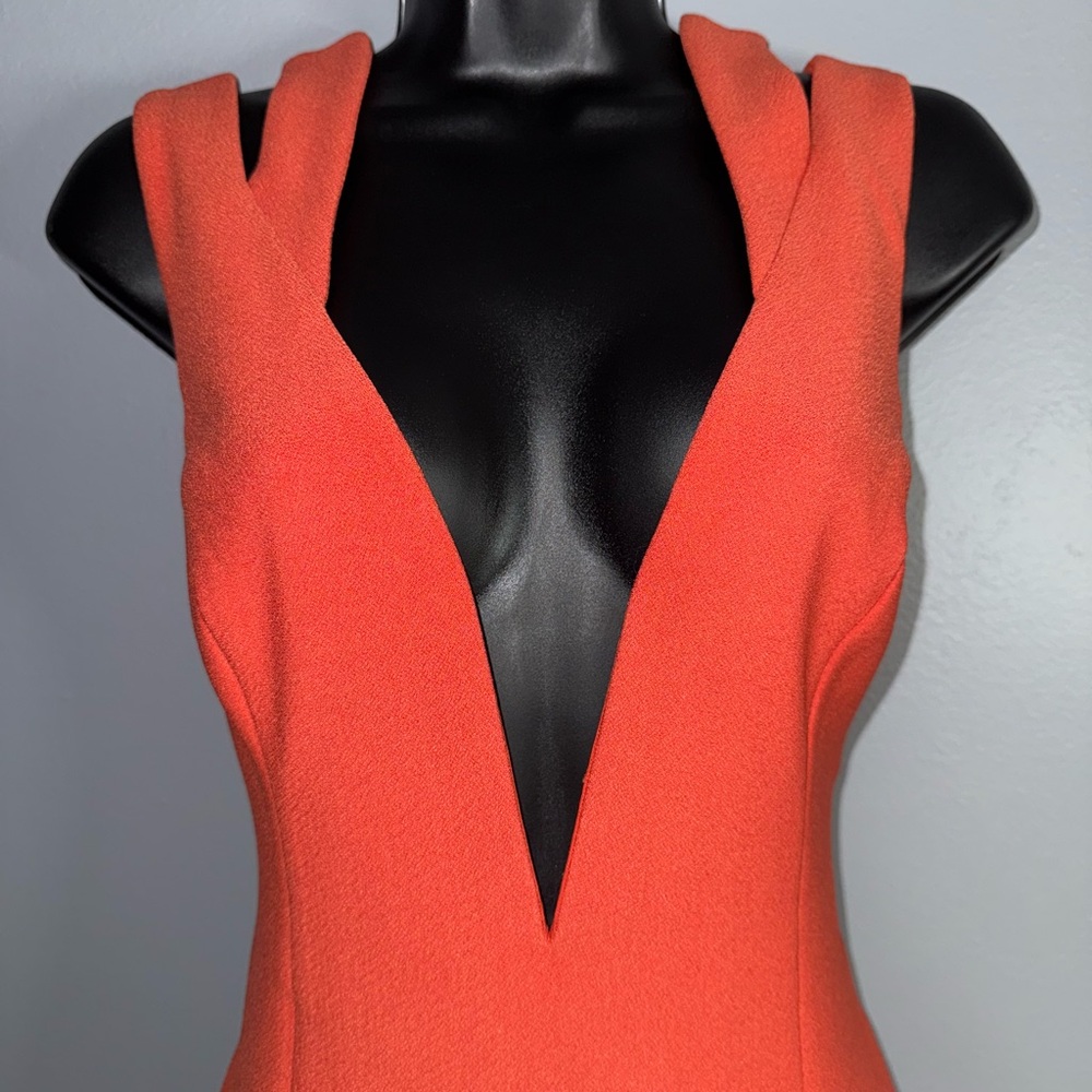Finders Keepers Orange Backless Dress with Plunge Neckline